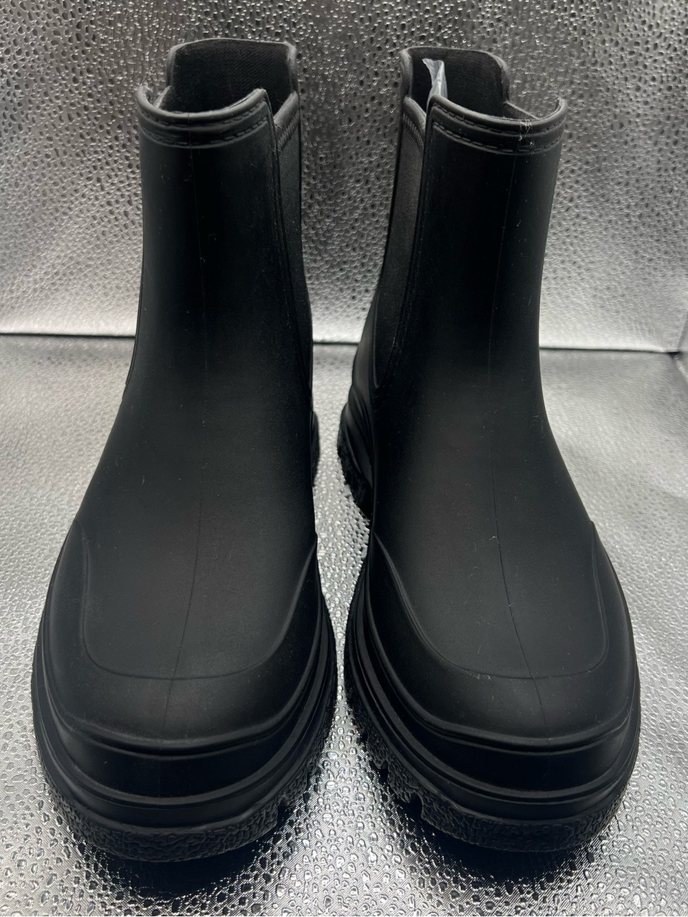 Black Chunky Rubber Chelsea Boots